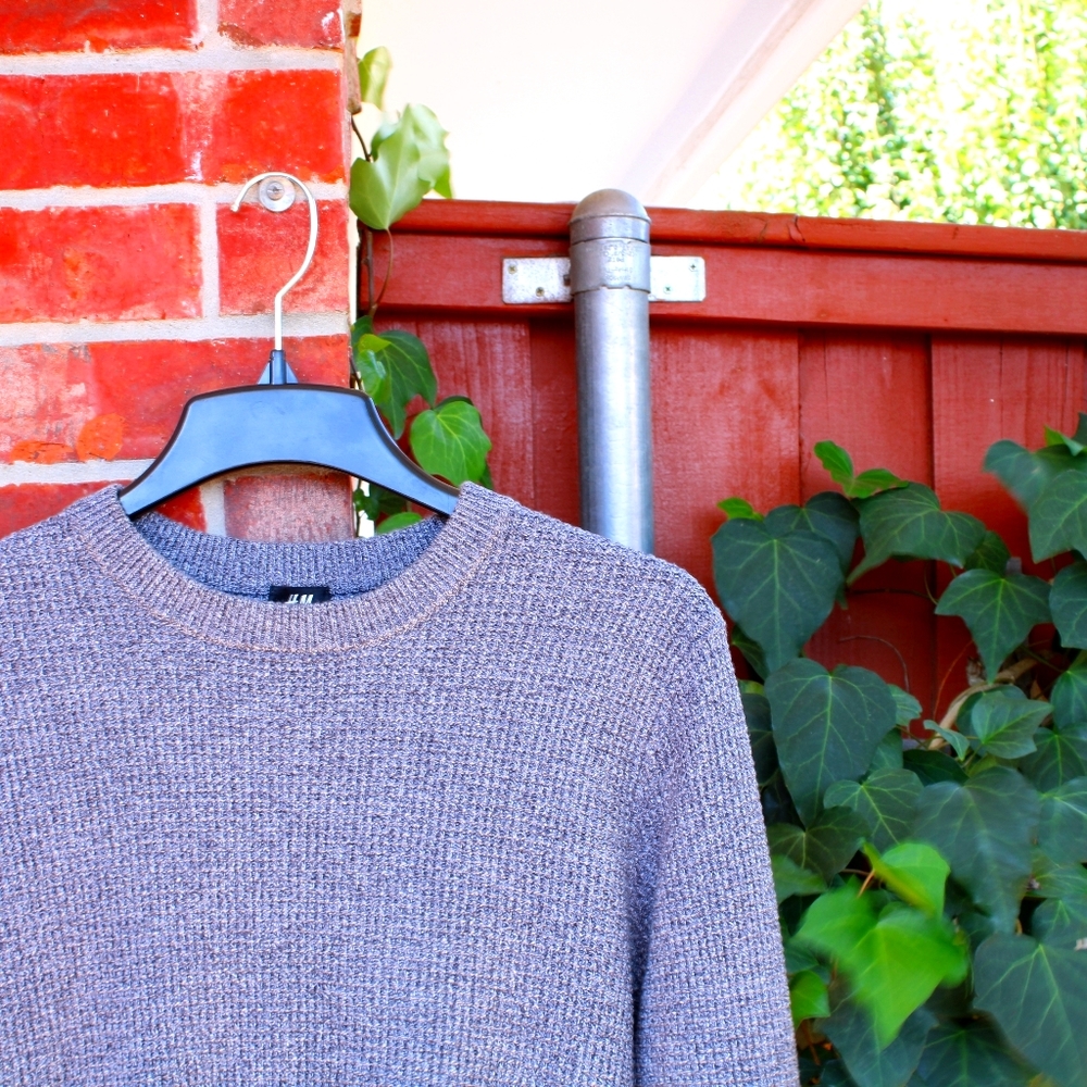 H&M Crew Neck Textured Sweater Mens